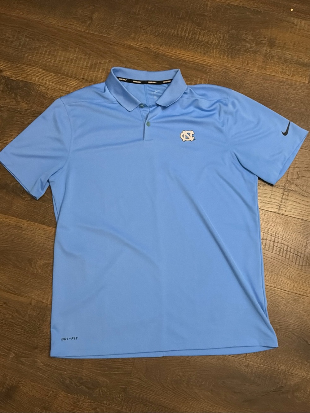 Nike Men's Polo Shirt - Carolina Blue with White UNC Emblem